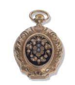 First quarter of 20th century Remtoir ladies 14ct gold pocket watch with rose cut diamonds, (four