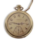 Tiffany & Co 18ct gold pocket watch with 14ct box link chain and gold plated pocket knife, the