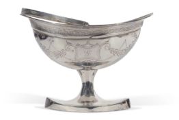 George III Irish pedestal sweet-meat basket of lozenge form, garland and cartouche decoration,