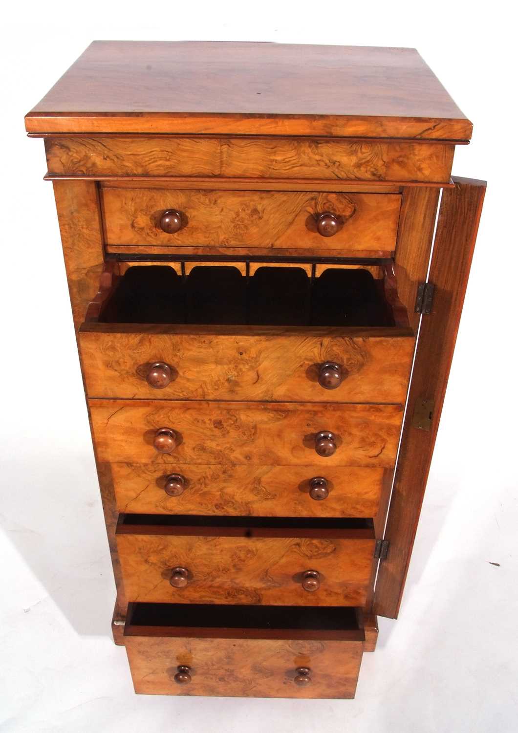 Victorian walnut veneered wellington chest with the unusual feature of a central small secretaire - Image 4 of 7