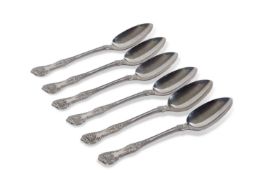 Set of six Edwardian dessert spoons in double struck kings pattern, London 1905 by Johnson, Walker