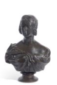 Art Union of London bronze bust of the young Queen Victoria raised on a circular base, bears