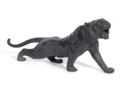 Japanese Meiji bronze model of a roaring Tiger 50cm