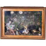 Unusual Victorian cabinet of curiosities with glazed front, the cabinet containing a range of