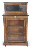 Victorian Rosewood veneered pier cabinet with mirrored back over a body with single glazed door