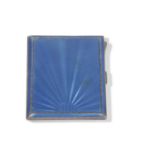 George V cigarette case with engine turned decorated back, the lid with pale blue guilloche