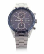 Tag Heuer Carrera chronograph automatic wrist watch, ref no CV2015, blue bezel and dial with date
