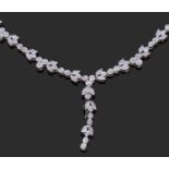 Diamond cluster necklace, vintage inspired, set throughout with graduated round brilliant cut
