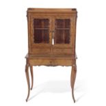 Victorian walnut veneered ladies writing desk formed of two sections, the top section with galleried