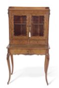 Victorian walnut veneered ladies writing desk formed of two sections, the top section with galleried