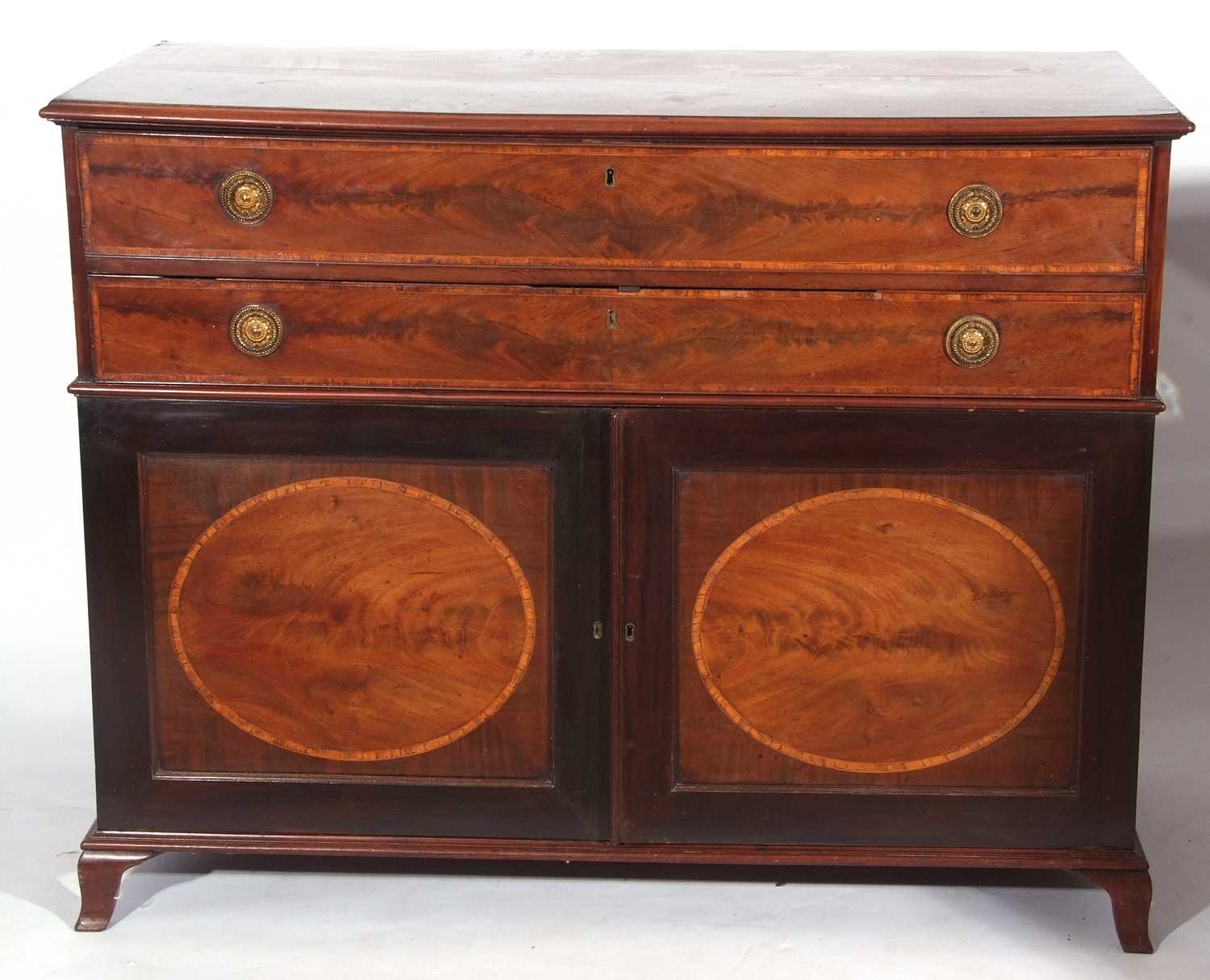 Georgian mahogany gentleman's cabinet with unusual top drawer formed of two sections opening to an - Image 2 of 3