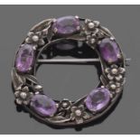 Attributed to Sybil Dunlop, Arts & Crafts garland brooch, the open work design with 5 oval faceted