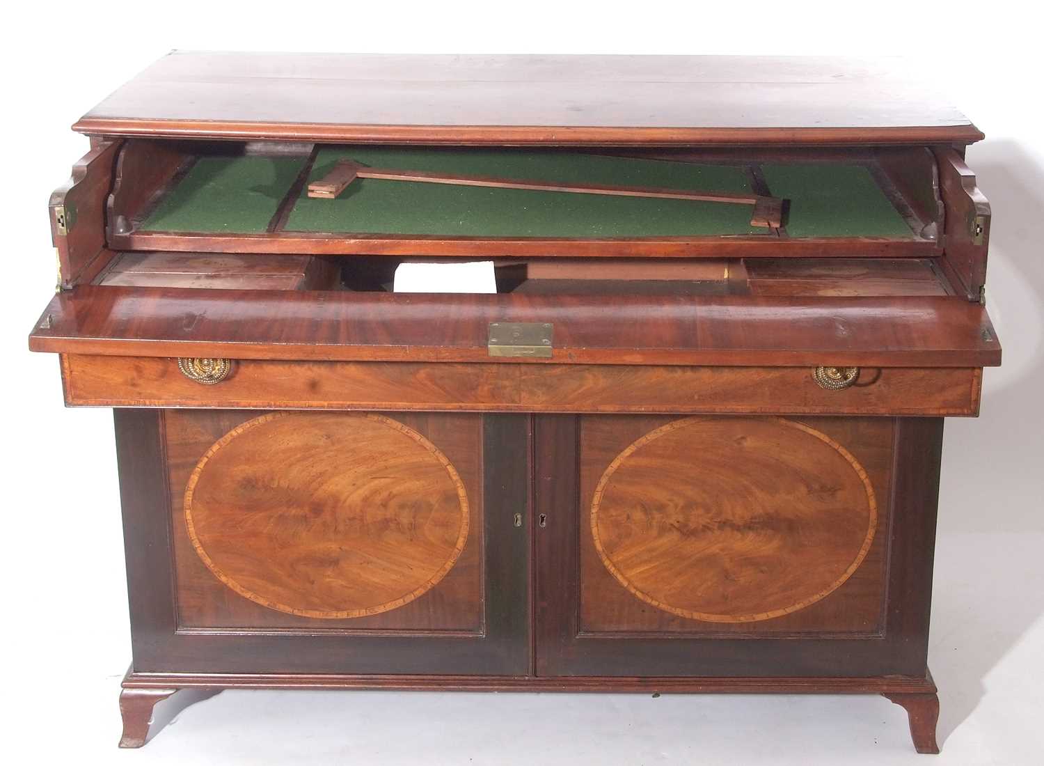 Georgian mahogany gentleman's cabinet with unusual top drawer formed of two sections opening to an - Image 3 of 3