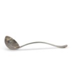 Heavy quality George VI soup ladle in Hanoverian rat tail pattern with circular bowl, 31cm long,