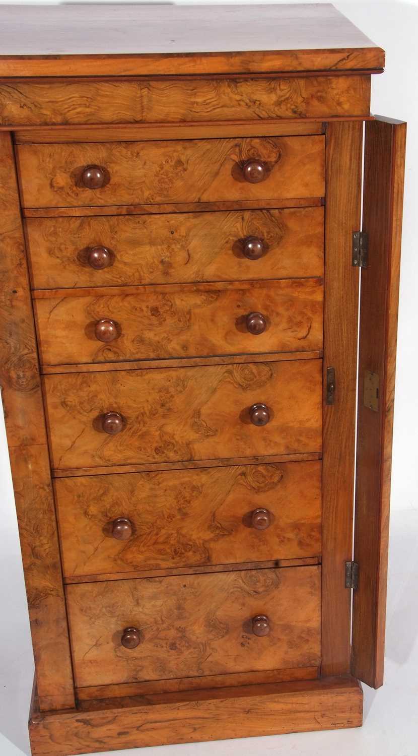 Victorian walnut veneered wellington chest with the unusual feature of a central small secretaire - Image 7 of 7