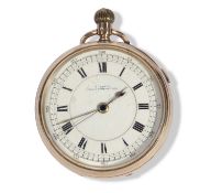 9ct gold open face pocket watch by S Lacon of Wolverhampton, 52mm case size, manually crown wound