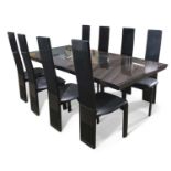 Constantini Pietro, contemporary rectangular dining table with inset glass centre together with