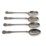 Heavy set of four Elizabeth II basting spoons in double struck kings pattern, Sheffield 1965,