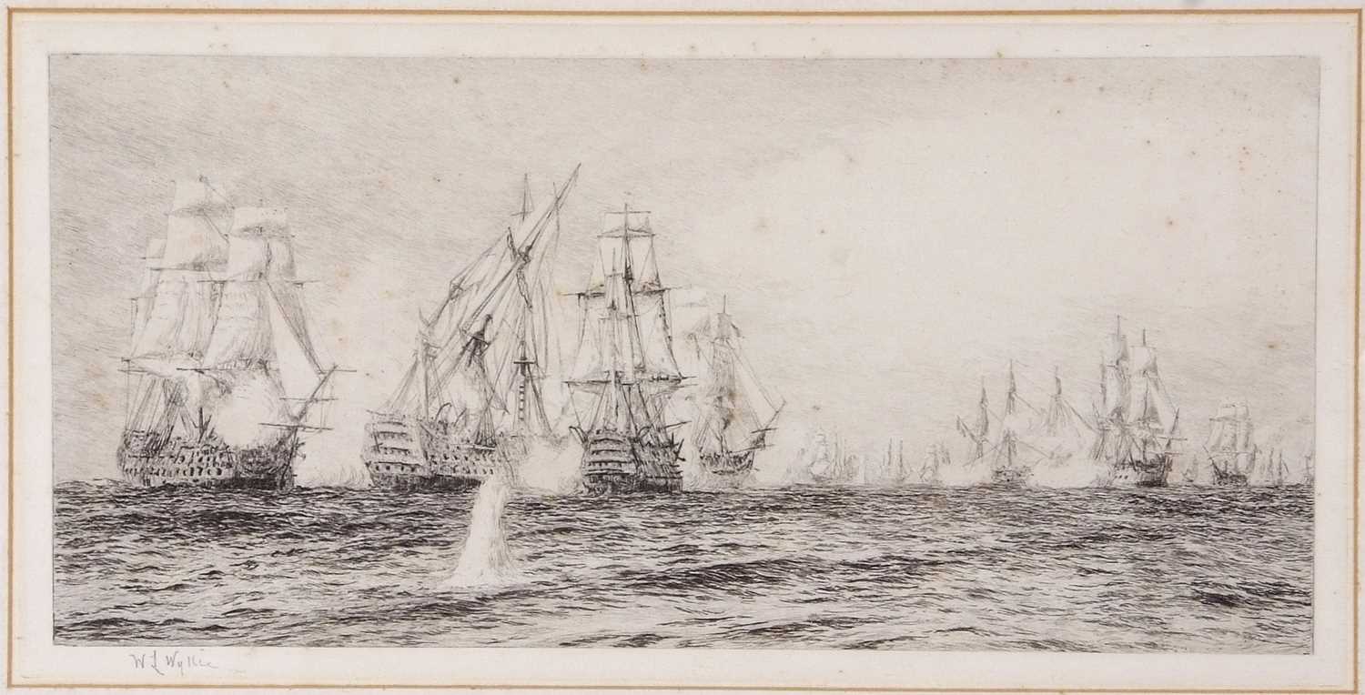 William Lionel Wyllie, RA, RI, RE, (British, 1851-1931), 'Battle of Trafalgar', set of three black - Image 2 of 4