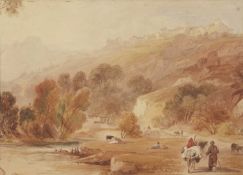 James Baker Pyne (British, 1800-1870), "Trip to Jerusalem", watercolour, 11x16ins