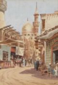 Edwin Lord Weeks (American, 1849-1903), A Street Scene, Cairo, watercolour, signed, 11x8insQty: 1