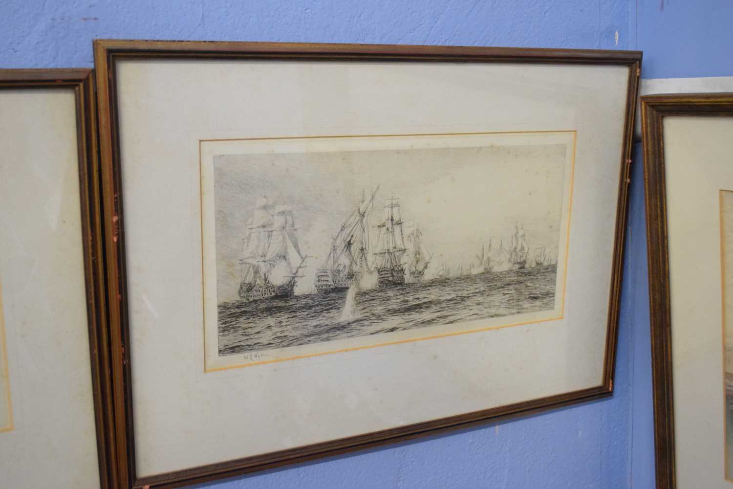 William Lionel Wyllie, RA, RI, RE, (British, 1851-1931), 'Battle of Trafalgar', set of three black - Image 4 of 4