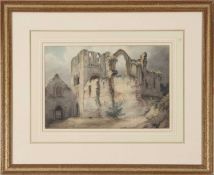 Joseph Barber (British, 1757-1811), Castle Arce Priory (prior 19th-century excavation), watercolour,