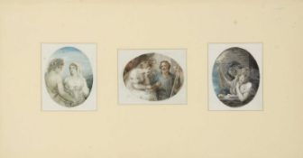 Samuel Shelley (British, c.1750-1808), A set of three miniature paintings depicting scenes from