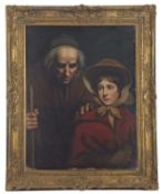 Attributed to John Opie RA (British 1761-1807), Portrait of a young girl and man holding a