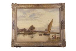 Robert Bagge Scott (British,1849-1925), Acle Bridge, oil on canvas, signed. Painted between 1890 -