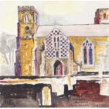 Brian Edwards (British, b.1944 -), Weybourne Church, acrylic on canvas, signed and dated 2018,