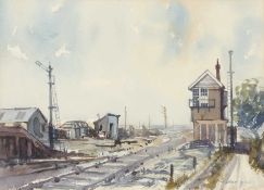 Clifford John (British, b. 1934), Vauxhall Station, Great Yarmouth, watercolour, signed, 12x17ins