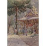 Violet Esther Drury Clutterbuck (British, 1869-1960), Kyoto Temple, watercolour, 14x9insQty: 1