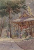 Violet Esther Drury Clutterbuck (British, 1869-1960), Kyoto Temple, watercolour, 14x9insQty: 1