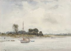 British School, Contemporary, 'The River Deben, Suffolk', watercolour, indistinctly signed,