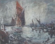 Jack Cox (British, 1914-2007), Boats at Wells, watercolour, signed, 7x8insQty: 1