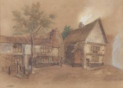 Edward Pococke (British, 1846-1905), Elm Hill, Norwich, ink and watercolour on buff paper, signed,