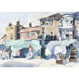 John Tookey (British, b. 1947), Southwold Market Place, ink and watercolour, signed, 10x13.5ins