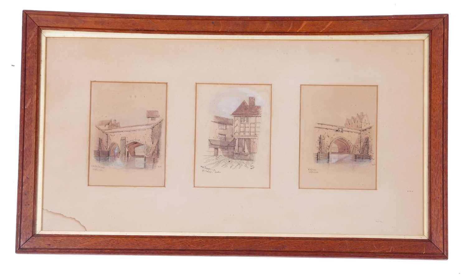 Edward Pococke (British, 1846-1905), three panelled pen and ink sketches: St Giles, Fishmongers - Image 2 of 2