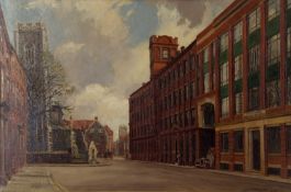 Wilfred Pettitt, British, 20th Century, The former Norvic shoe factory looking on to St George