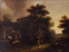 David Hodgson (British, 1798-1864), Castle Rising, Norfolk, circa, 1859. Oil on canvas, 18x24insQty: