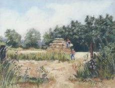 Betty Strickland (British, 1927-1998), "Collecting the Hay", pastel, signed, 10x13insQty: 1