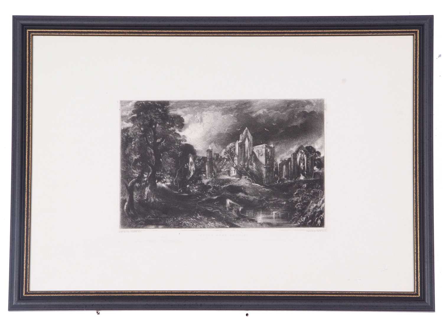 David Lucas (British, 1802-1881) after John Constable (British, 1776-1837), Castle Acre Priory, - Image 2 of 2