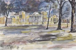 Brian Edwards (British, b.1944 -), Holkham Hall, watercolour, signed and dated 1991,14x21ins