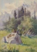 Violet Esther Drury Clutterbuck (British, 1869-1960), Alpine Scene, watercolour, 13x9insQty: 1