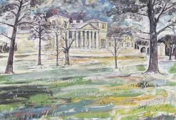 Brian Edwards (British, b.1944 -), Holkham Hall, watercolour, signed and dated 2020, 14x21ins
