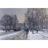 Colin W Burns (British, b. 1944- ), "Snow on the Mall, London", Oil on canvas, signed, 20x30ins20" x