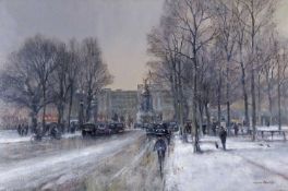 Colin W Burns (British, b. 1944- ), "Snow on the Mall, London", Oil on canvas, signed, 20x30ins20" x