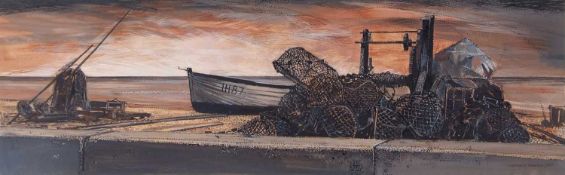 Cavendish Morton RI (British,1911- 2015), 'The Winch, Aldeburgh Beach', watercolour, including