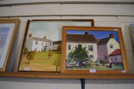 MIDDLETON, STUDY OF COUNTRY HOUSE, OIL ON BOARD, TOGETHER WITH A FURTHER STUDY 'ART AND CRAFTS GROUP